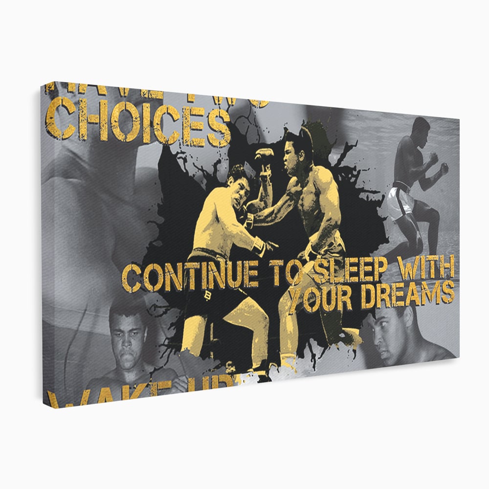Tablou canvas cu tablou canvas motivational cu muhammad ali, fara rama, pe sasiu de lemn